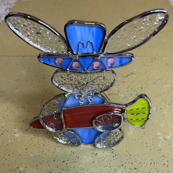 Leaded Stain Glass Bunny Rabbit with Carrot Votive Tea Light Candle Holder - Picture 1 of 9